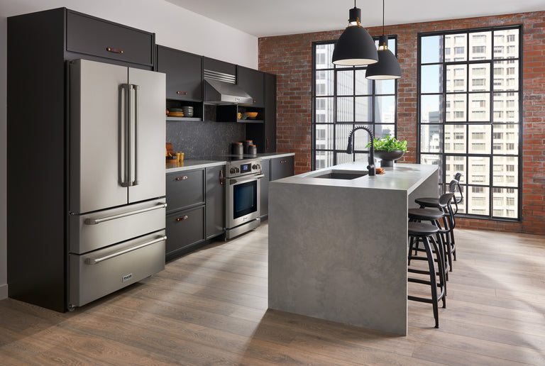 THOR Kitchen Package - 36" Electric Range, Range Hood, Refrigerator, Dishwasher, AP-ARE36-3