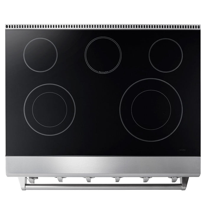 THOR Kitchen Package - 36" Electric Range, Range Hood, Refrigerator with Water and Ice Dispenser, Dishwasher, Wine Cooler, AP-HRE3601-W-8