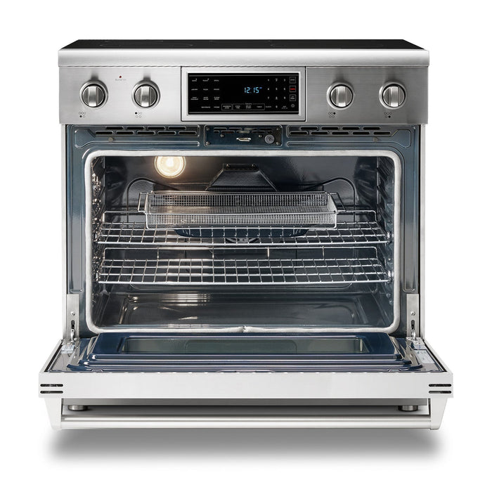 THOR Kitchen Package - 36" Electric Range, Range Hood, Refrigerator with Water and Ice Dispenser, Dishwasher,AP-TRE3601-10