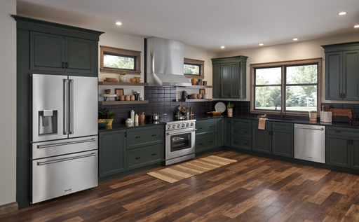 THOR Kitchen Package - 36" Gas Range, Range Hood, Refrigerator with Water and Ice Dispenser, Dishwasher, AP-HRG3618U-W-7