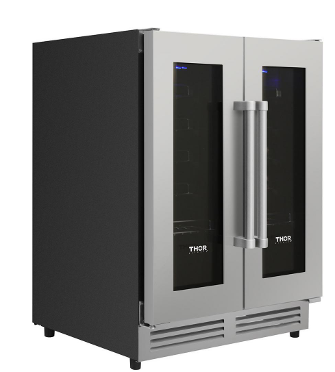 THOR Kitchen Package - 36" Gas Range, Range Hood, Refrigerator with Water and Ice Dispenser, Dishwasher, Wine Cooler, AP-HRG3618U-11