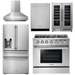 THOR Kitchen Package - 36" Gas Range, Range Hood, Refrigerator with Water and Ice Dispenser, Dishwasher, Wine Cooler, AP-HRG3618U-W-8