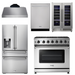 THOR Kitchen Package - 36" Gas Range, Range Hood, Refrigerator with Water and Ice Dispenser, Dishwasher, Wine Cooler, AP-LRG3601U-C-8