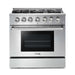 THOR Kitchen Package - 36 In. Propane Gas Burner/Electric Oven Range, Range Hood, Refrigerator, Dishwasher, Wine Cooler, AP-HRD3606ULP-W-12