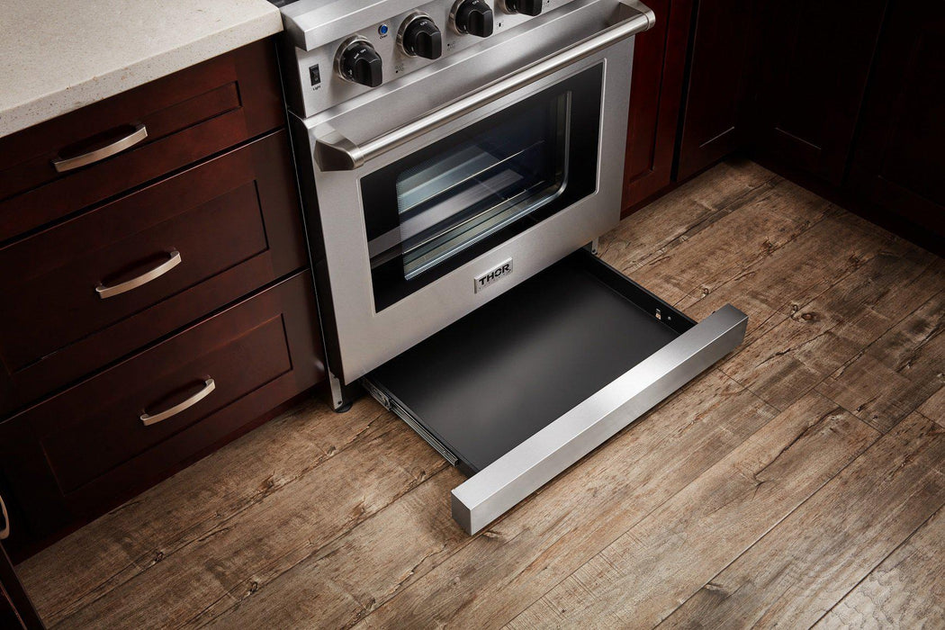 THOR Kitchen Package - 36 Inch Gas Range, Range Hood, Microwave, AP-LRG3601U-C-4