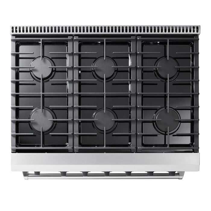 THOR Kitchen Package - 36 Inch Propane Gas Range, Range Hood, Refrigerator with Water and Ice Dispenser, Dishwasher, Wine Cooler, AP-LRG3601ULP-W-8