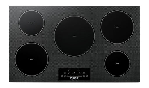 THOR Kitchen Package - 36" Induction Cooktop, Range Hood, Microwave, Refrigerator, Dishwasher, Wine Cooler, AP-TIH36-W-6