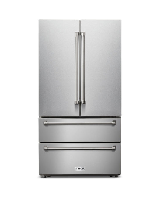 THOR Kitchen Package - 36" Induction Cooktop, Range Hood, Refrigerator, Dishwasher, Wine Cooler, AP-TIH36-W-3