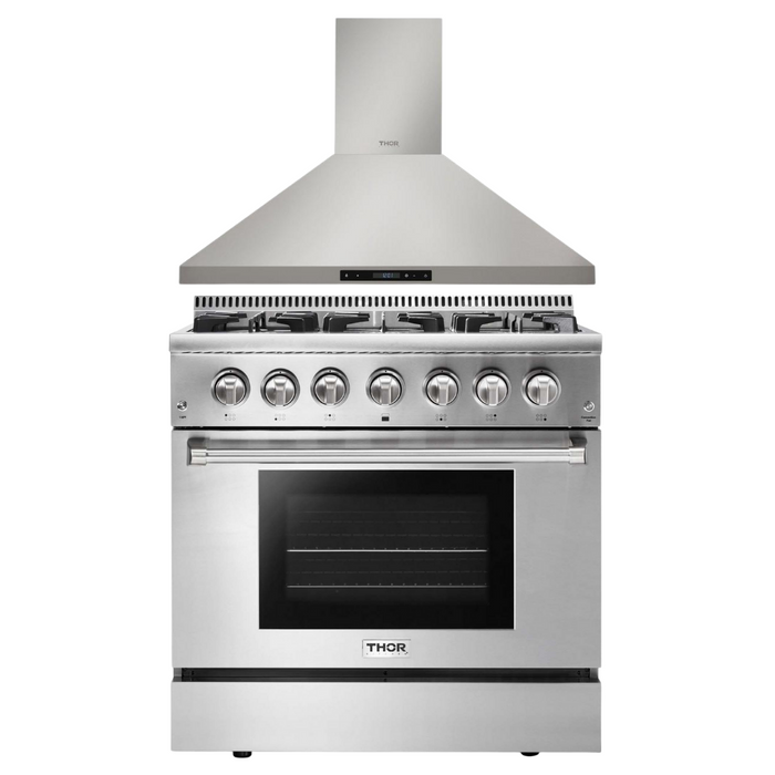 THOR Kitchen Package - 36" Propane Dual Fuel Range, Range Hood, AP-HRD3606ULP