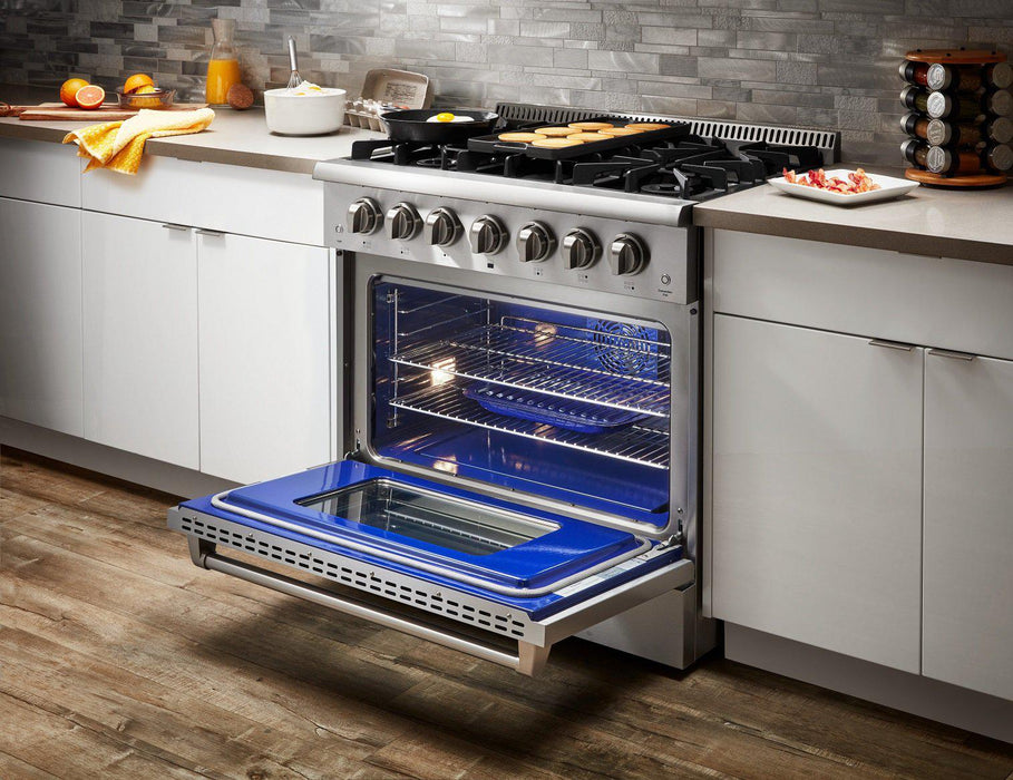 THOR Kitchen Package - 36" Propane Gas Range and Range Hood, AP-HRG3618ULP-C