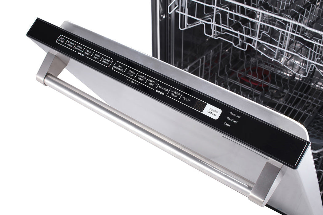 THOR Kitchen Package - 36" Propane Gas Range, Range Hood, Microwave, Refrigerator with Water and Ice Dispenser, Dishwasher, AP-LRG3601ULP-C-9