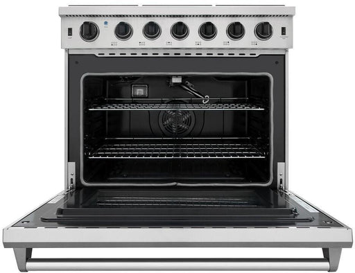 THOR Kitchen Package - 36" Propane Gas Range, Range Hood, Refrigerator with Water and Ice Dispenser, Dishwasher, Wine Cooler, AP-LRG3601ULP-C-8