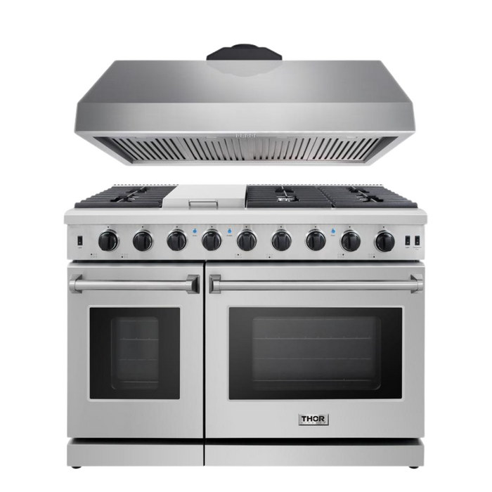 THOR Kitchen Package - 48" Gas Range, Range Hood, AP-LRG4807U