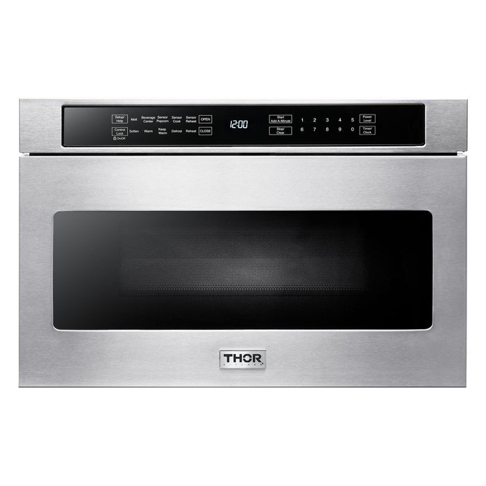 THOR Kitchen Package - 48" Propane Gas Range, Range Hood, Dishwasher, Refrigerator with Water and Ice Dispenser, Microwave, AP-LRG4807ULP-13