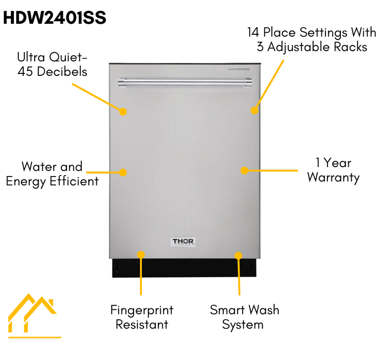 THOR Kitchen Package 48" Propane Gas Range, Range Hood, Refrigerator with Water and Ice Dispenser, Dishwasher, Microwave, AP-HRG4808ULP-13