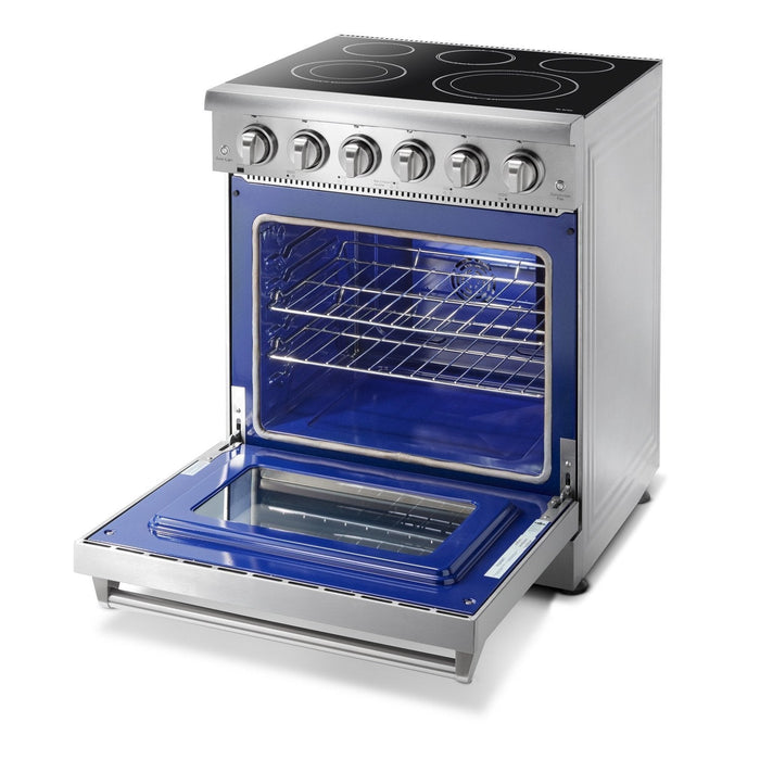 THOR Kitchen Package - Professional 30" Electric Range, Range Hood, Refrigerator with Water and Ice Dispenser, Dishwasher, AP-HRE3001-W-7