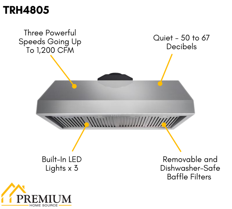 THOR Kitchen Professional 48" Propane Gas Range and Range Hood Package, AP-HRG4808ULP