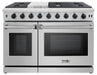 THOR Package - 48" Gas Range, Range Hood, Refrigerator with Water and Ice Dispenser, Dishwasher, Wine Cooler, AP-LRG4807U-W-8