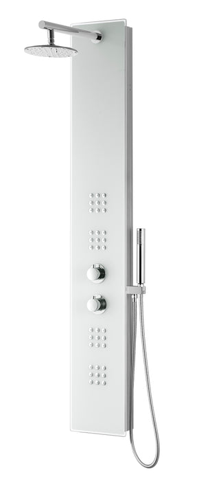 Veld Series 64 in. Full Body Shower Panel System with Heavy Rain Shower and Spray Wand in White