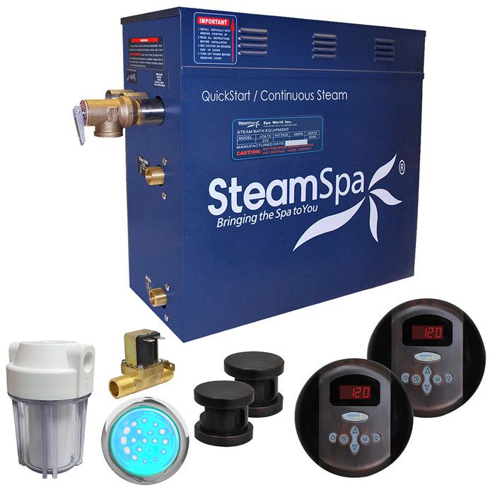 SteamSpa Royal 12 KW QuickStart Acu-Steam Bath Generator Package with Built-in Auto Drain in Oil Rubbed Bronze