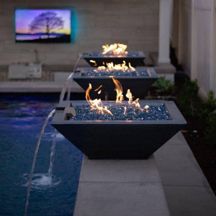 Top Fires Maya 24-Inch Square Concrete Gas Fire and Water Bowl - Electronic (OPT-24SFWE)