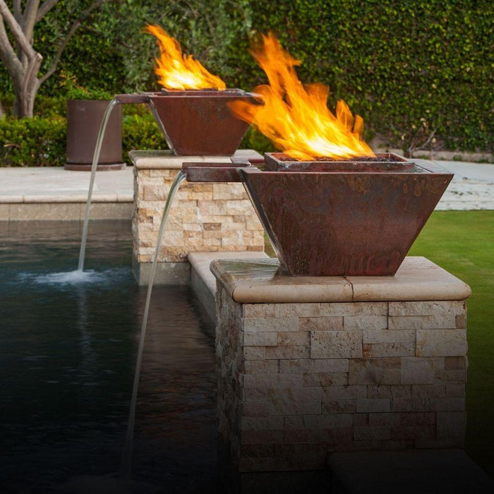 Top Fires Maya 24-Inch Square Copper Gas Fire and Water Bowl - Match Lit (OPT-SQ24FANDW)