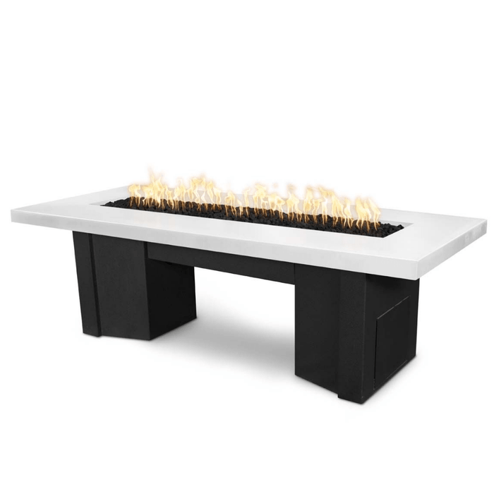 Top Fires Alameda Black and White Steel Gas Fire Pit Table - Match Lit