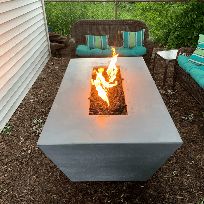 Top Fires Angelus 60-Inch Rectangular GFRC Gas Fire Pit Table - Flame Sense