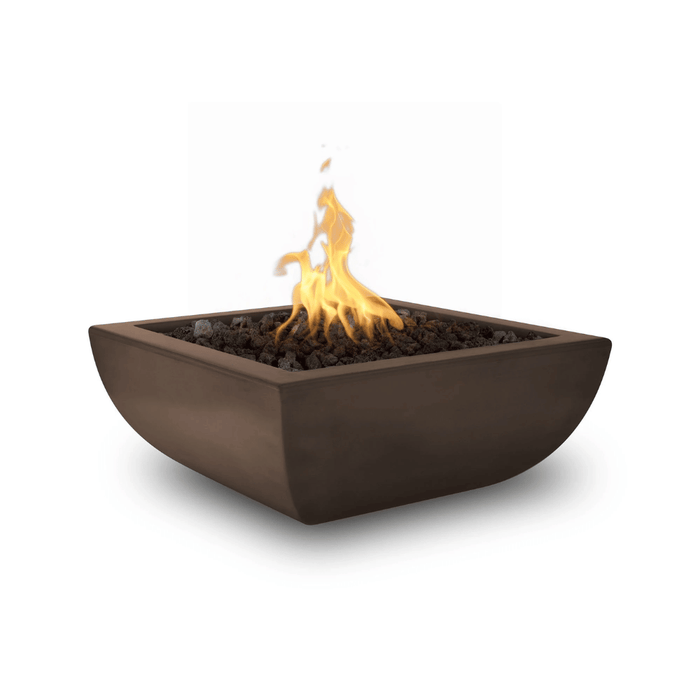 Top Fires Avalon 24-Inch Square Concrete Gas Fire Bowl - Match Lit