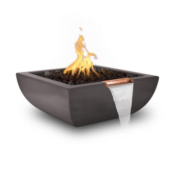 Top Fires Avalon 36-Inch Square Concrete Gas Fire and Water Bowl - Match Lit