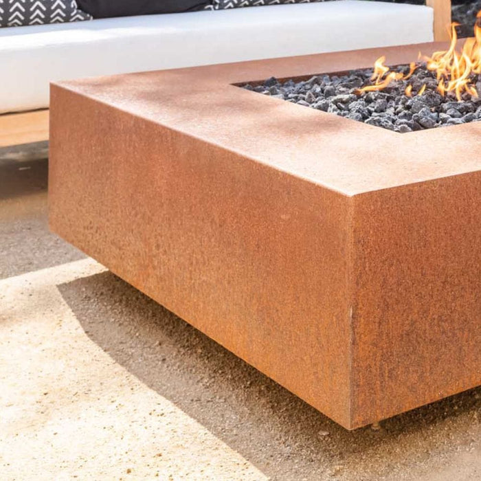 Top Fires Cabo Linear Corten Steel Gas Fire Pit Table