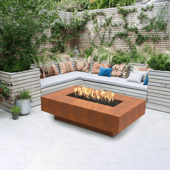 Top Fires Cabo Linear Corten Steel Gas Fire Pit Table