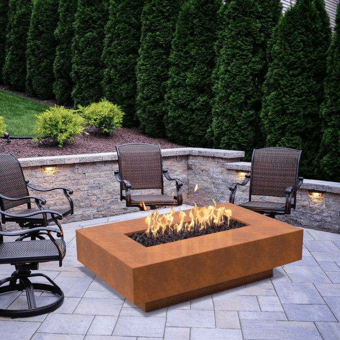 Top Fires Cabo Linear Corten Steel Gas Fire Pit Table