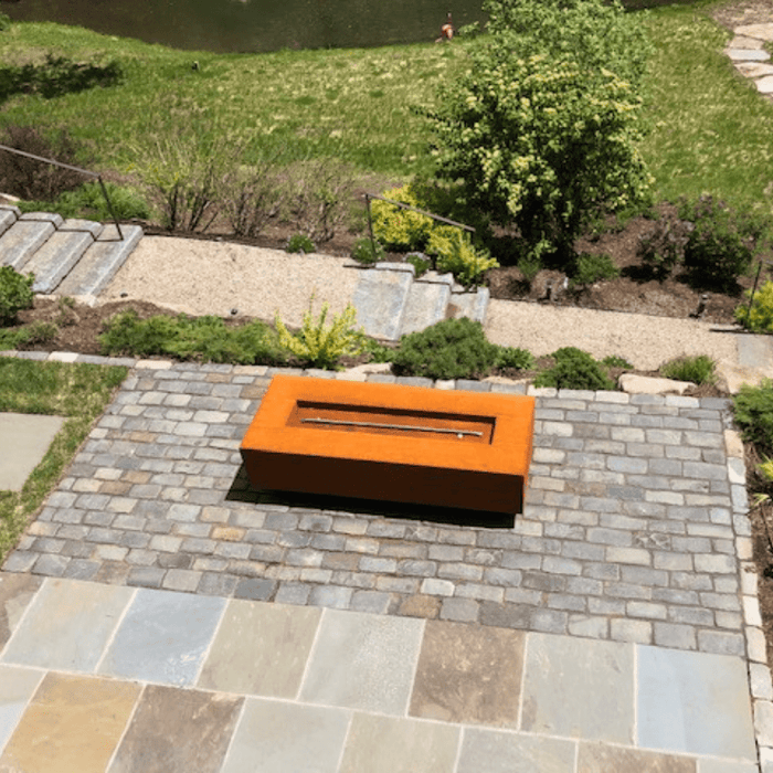 Top Fires Coronado 15-Inch Tall Rectangular Corten Steel Gas Fire Pit - Match Lit