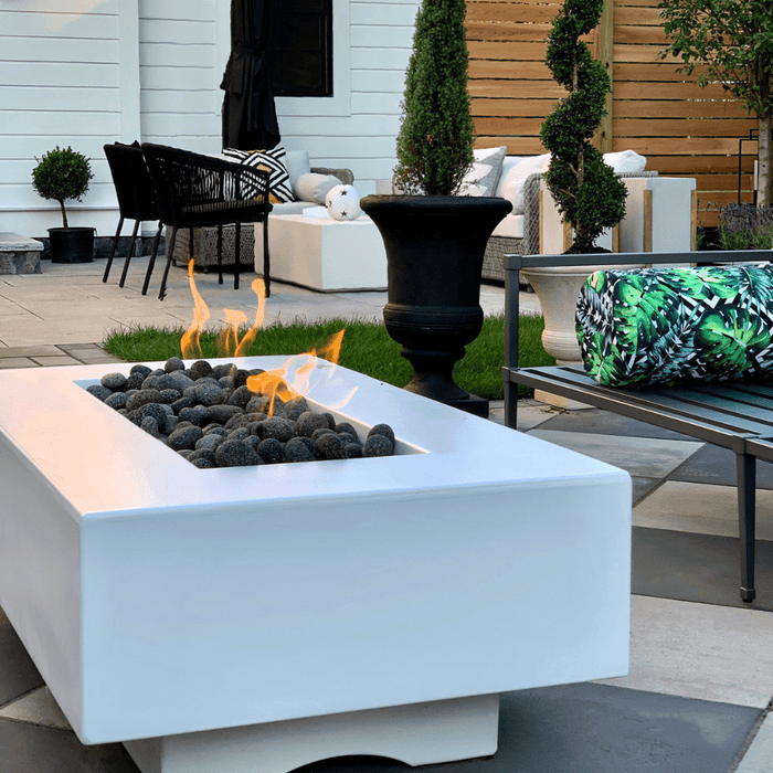 Top Fires Del Mar 60-Inch Rectangular GFRC Gas Fire Pit - Electronic