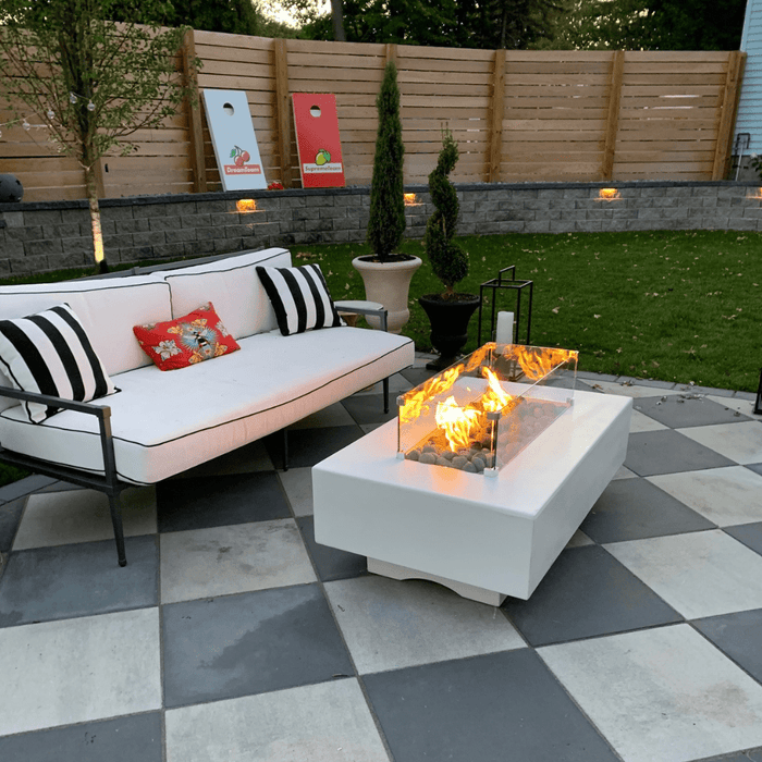 Top Fires Del Mar 72-Inch Rectangular GFRC Gas Fire Pit - Flame Sense