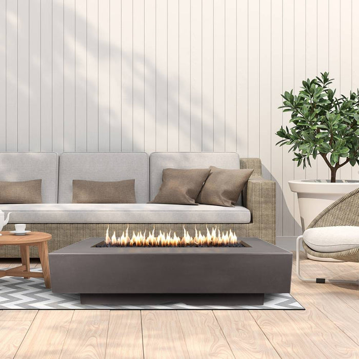 Top Fires Del Mar 84-Inch Rectangular GFRC Gas Fire Pit - Electronic