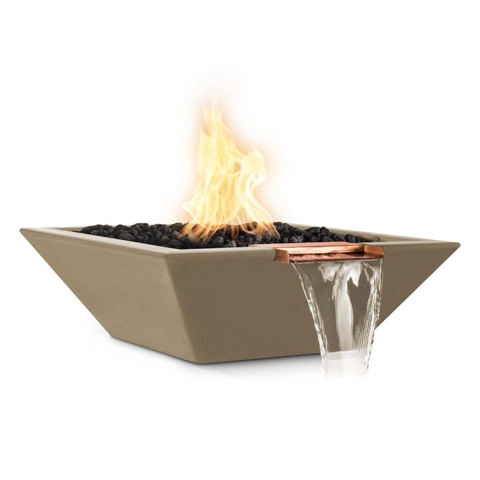 Top Fires Maya 24-Inch Square Concrete Gas Fire and Water Bowl - Electronic (OPT-24SFWE)