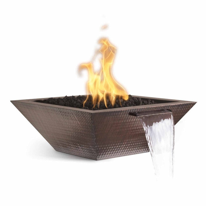 Top Fires Maya 24-Inch Square Hammered Copper Gas Fire and Water Bowl - Electronic (OPT-24SCFWE12V)