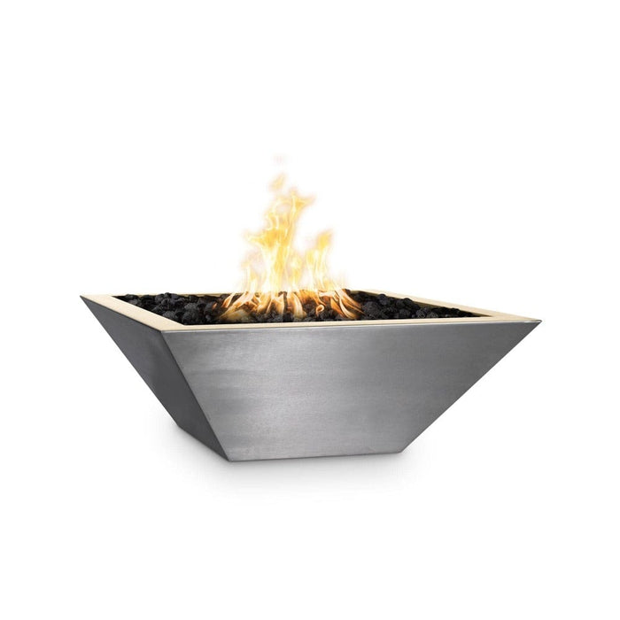 Top Fires Maya 24-Inch Square Stainless Steel Gas Fire Bowl - Electronic (OPT-103-SQ24WFE)