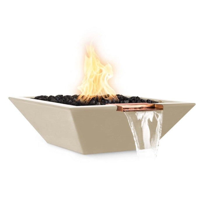 Top Fires Maya 30-Inch Square Concrete Gas Fire and Water Bowl - Electronic (OPT-30SFWE)