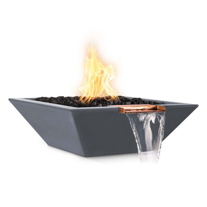 Top Fires Maya 30-Inch Square Concrete Gas Fire and Water Bowl - Electronic (OPT-30SFWE)