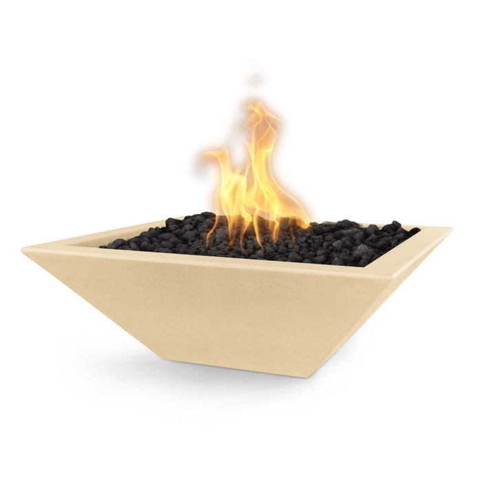 Top Fires Maya 30-Inch Square Concrete Gas Fire Bowl - Electronic (OPT-30SFOE)