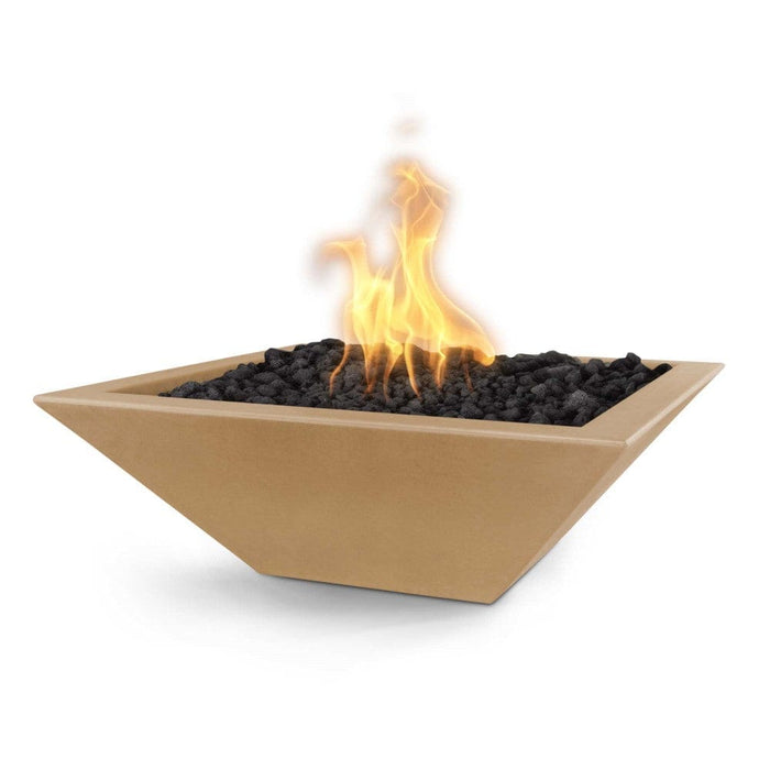 Top Fires Maya 30-Inch Square Concrete Gas Fire Bowl - Match Lit (OPT-30SFO)