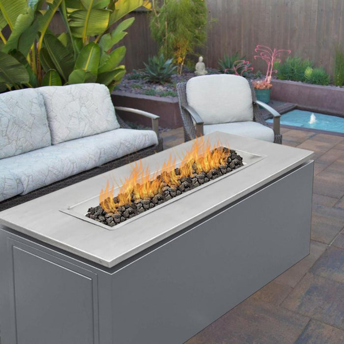 Top Fires Merona 46-Inch Rectangular Fire Pit with Stainless Steel Top - Match Lit (TOP-MC4622)