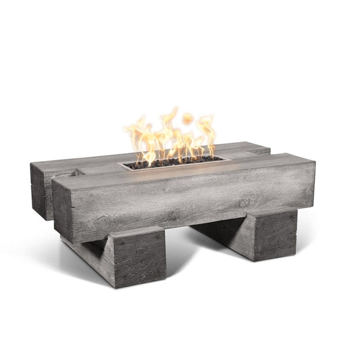 Top Fires Palo Rectangular Wood Grain GFRC Gas Fire Pit Table - Electronic