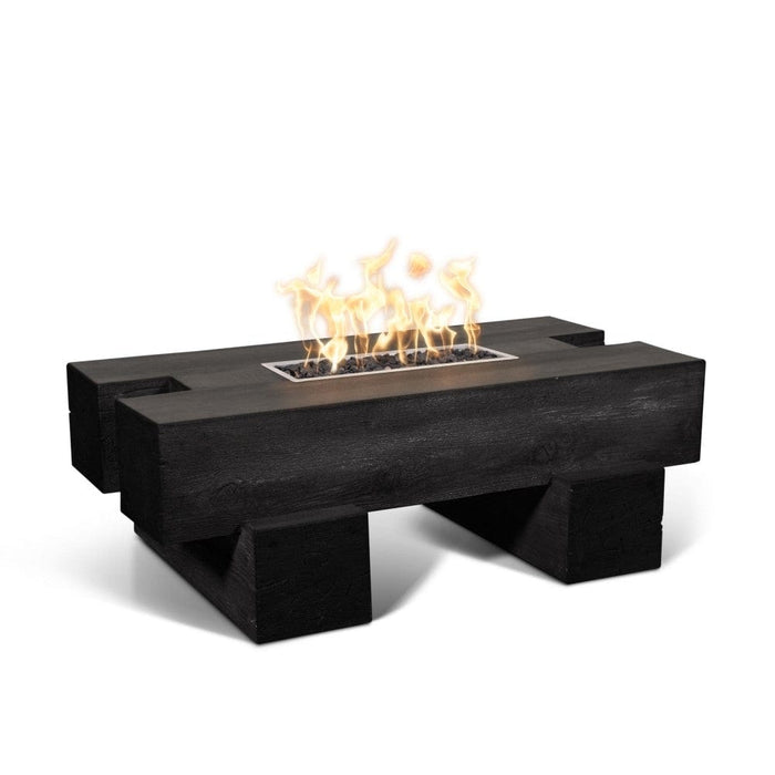 Top Fires Palo Rectangular Wood Grain GFRC Gas Fire Pit Table - Electronic