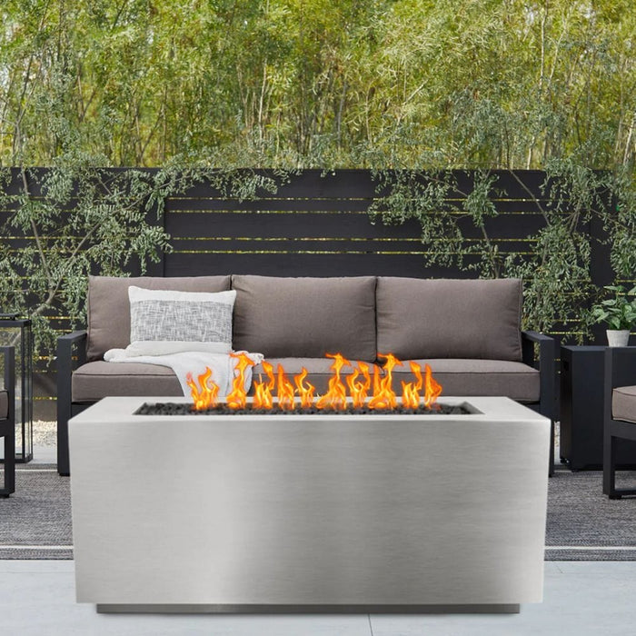 Top Fires Pismo 24-Inch Tall Rectangular Stainless Steel Gas Fire Pit - Match Lit