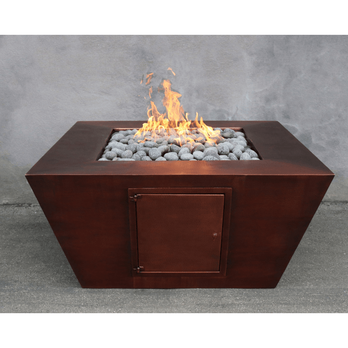 Top Fires Redan Square Copper Gas Fire Pit - Match Lit