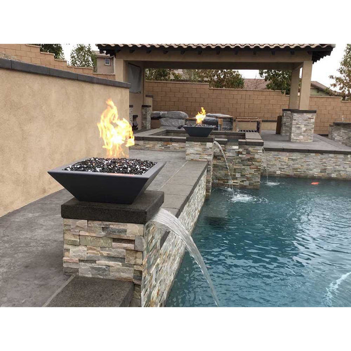 Top Fires Maya 24-Inch Square Concrete Gas Fire Bowl - Electronic (OPT-24SFOE)